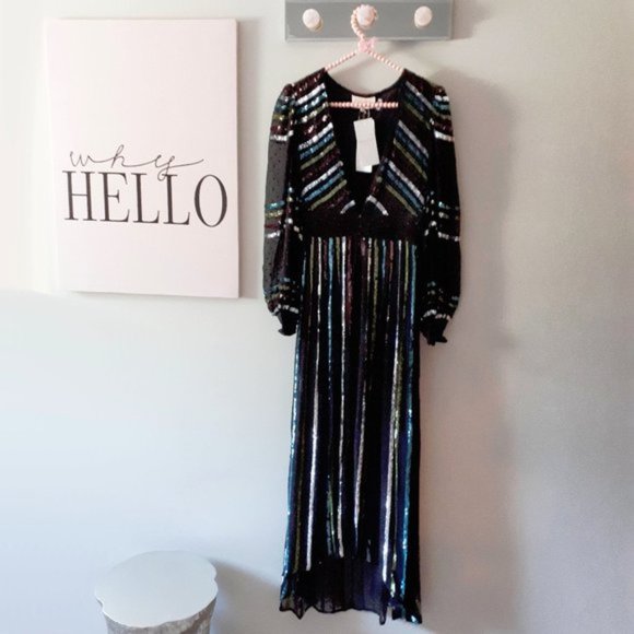 NWT Rococo Sand black sequin polka dot maxi dress - Picture 7 of 10